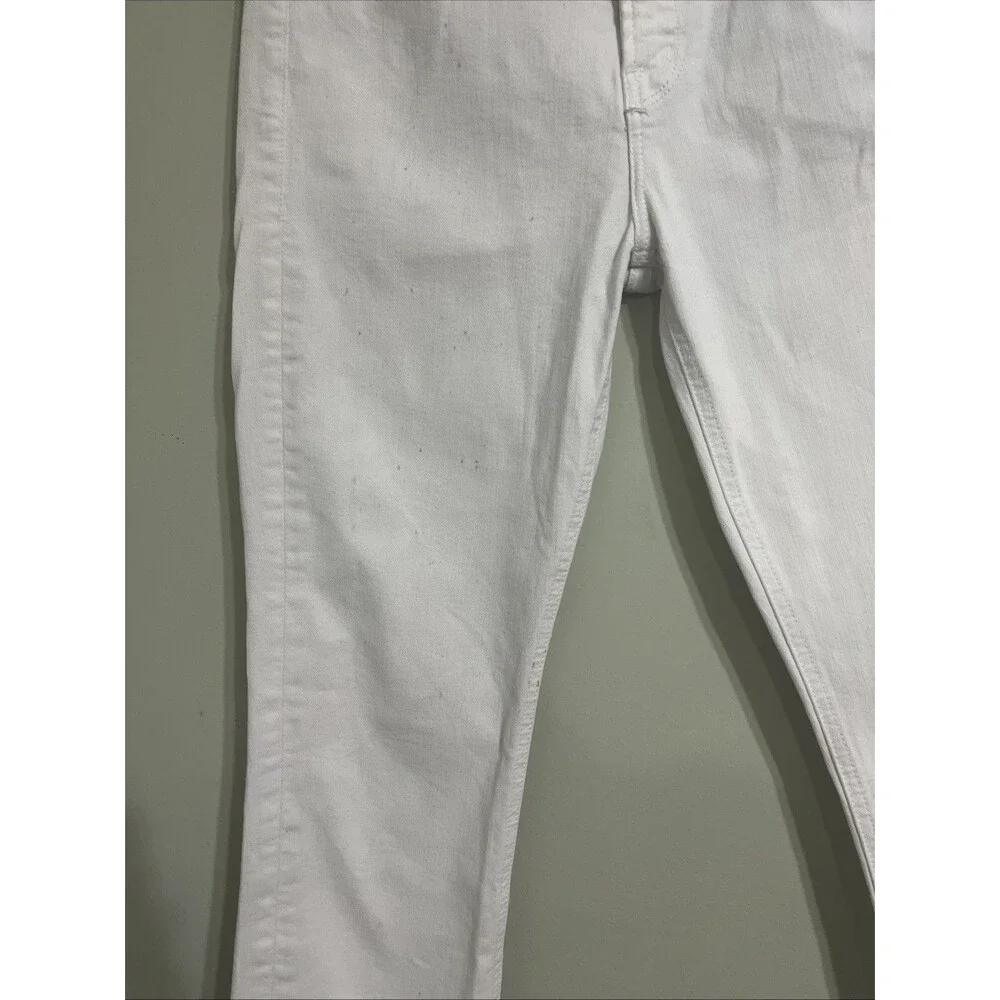 Mother Mid Rise Dazzler Ankle Fray In White Puff’s Size 29 - Picture 5 of 11